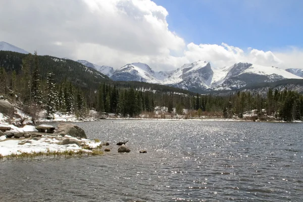 1. Rocky Mtn Nat Park-Schnee-Szene Stockfoto